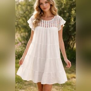 Studio West White Ruffled Mini Dress Size XXL